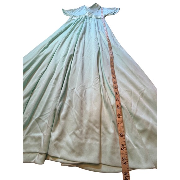 Vintage‎ 70s Dress Evening Gown Mint Green Long Maxi V Neck Empire Waist Flowy S - Picture 9 of 16